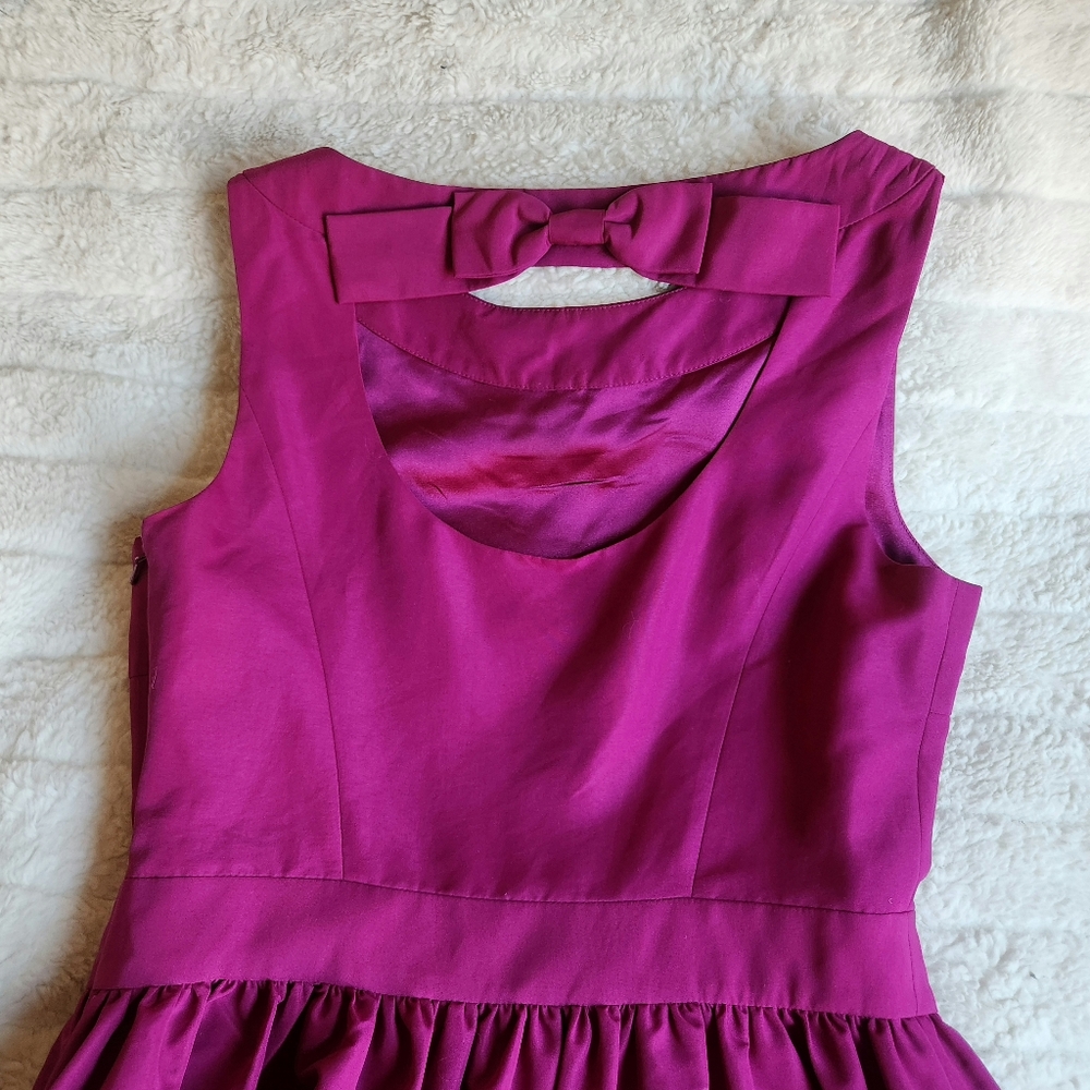 Ted Baker London fit and flare dress Open Back Bow Fuschia Sz 6 Nwt TB sz 2 - Picture 8 of 11